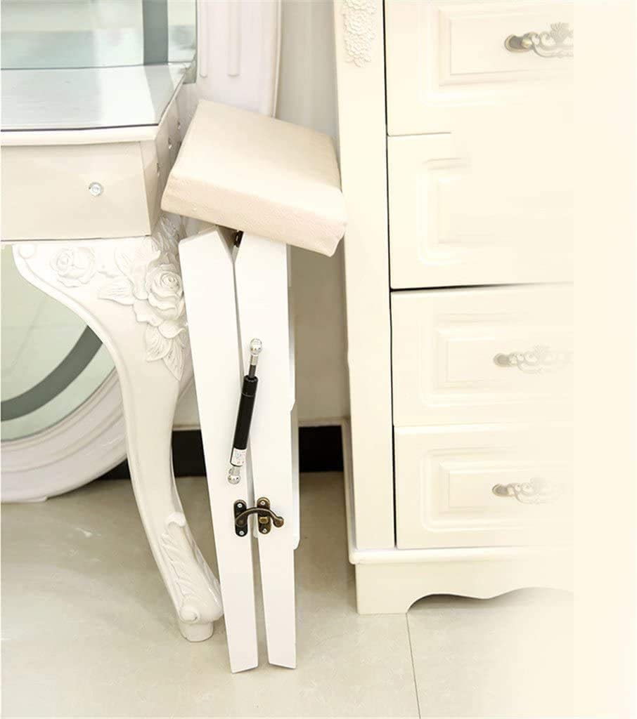 Solid Wood Folding Step Stool - 3-Step Portable Dual-Use Ladder Chair with Non-Slip Feet, White - Perfect for Kitchen, Bathroom, Closet Organization & Home Decor