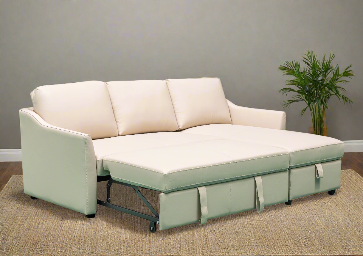 Gio Italia Merax L-Shaped Leather Full XL Sectional Sleeper Sofa with Storage Chaise - Modern Living Room Furniture for Small Spaces & Home Theater