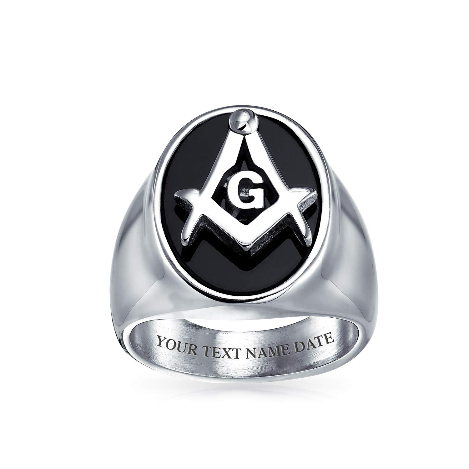 Freemason Masonic Titanium Wedding Band Ring for Men - Square & Compass Design, Polished Silver Tone, Comfort Fit 8MM - Durable & Hypoallergenic Jewelry for Grooms, Gifts & Special Occasions