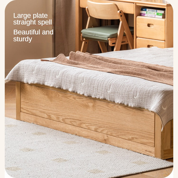 Solid Oak Wood Multifunctional Storage Bed with LED Lights - Perfect for Modern Bedrooms, Guest Rooms, and Small Space Living