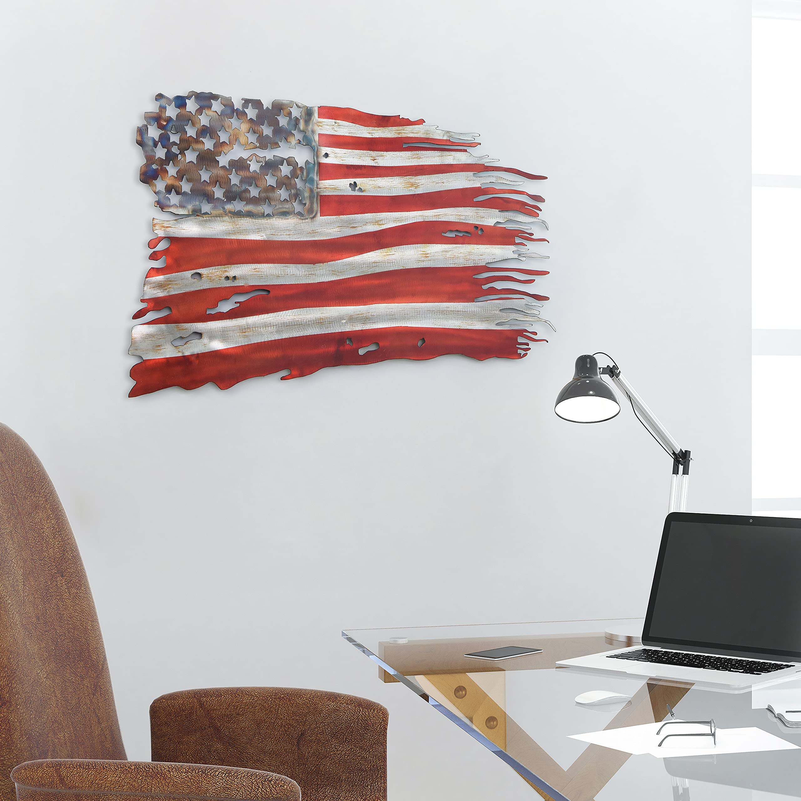 Empire Art Direct Hand Painted Etched Metal Wall Sculpture - Patriotic Free & Brave Wall Art Decor - Ready to Hang for Living Room, Bedroom & Office - Perfect for Home, Office & Gift Giving