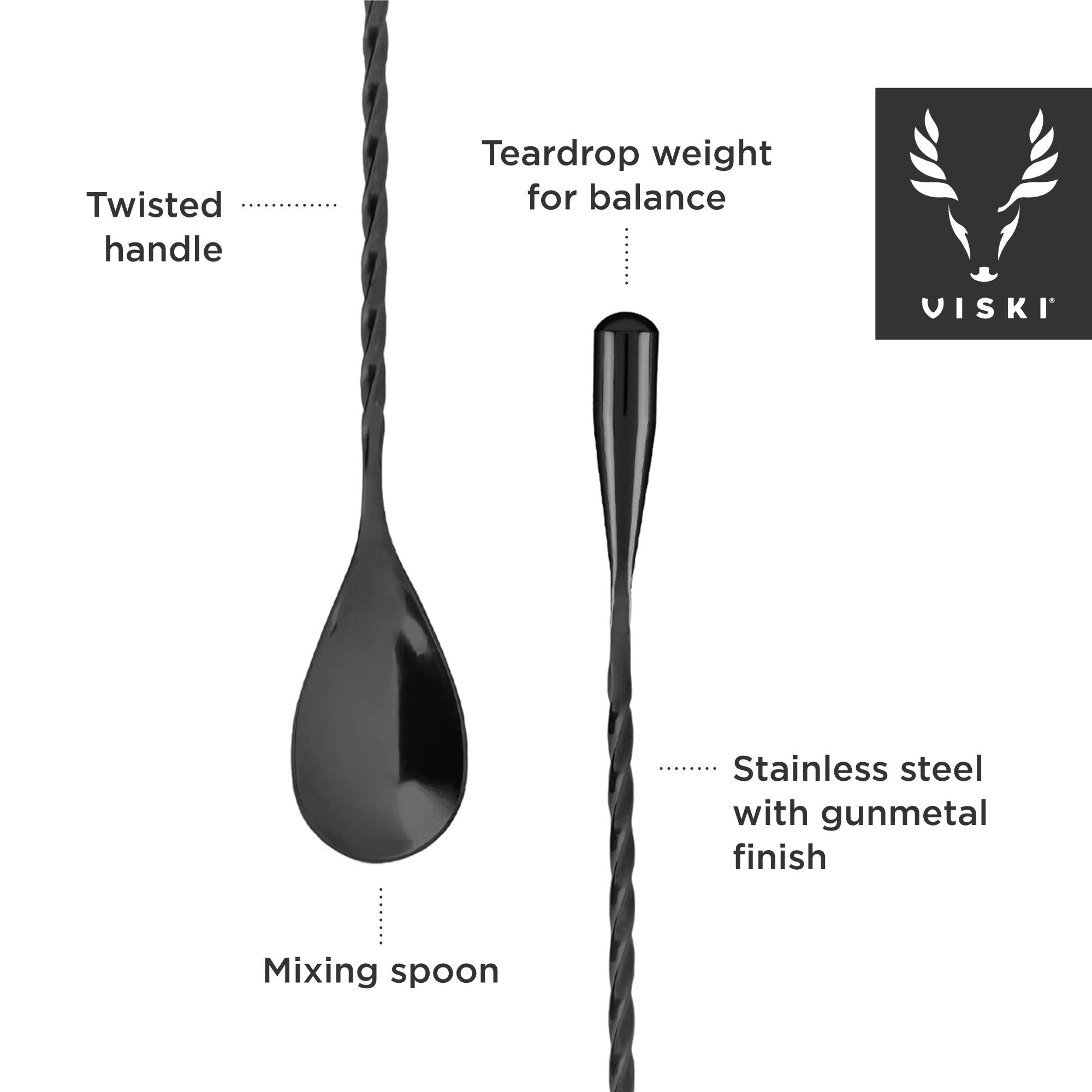 Warren 40cm Weighted Bar Spoon - Premium Stainless Steel Cocktail Mixing Tool for Bartenders & Home Use - Perfect for Mixing, Stirring & Layering Drinks