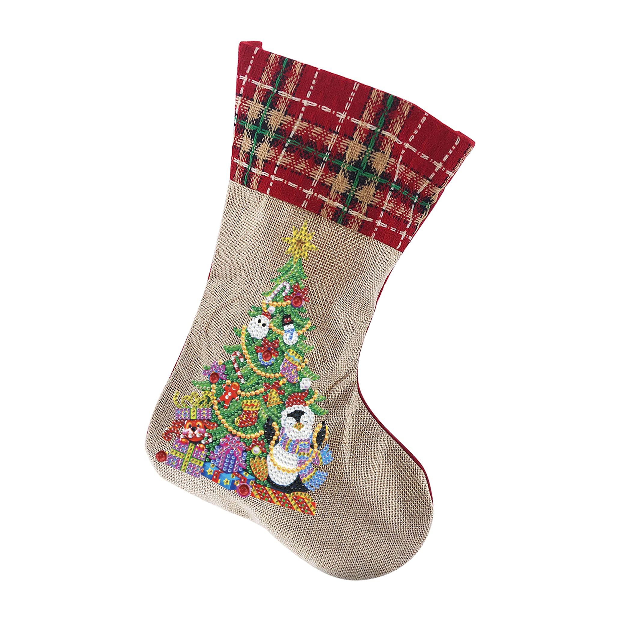 5D Diamond Painting Christmas Stockings Kit - DIY 14 Inch Holiday Penguin & Tree Design for Fireplace Decor, Xmas Party, Family Gifts & Festive Home Decoration | Perfect for Christmas Crafting, Gift Giving & Seasonal Celebrations
