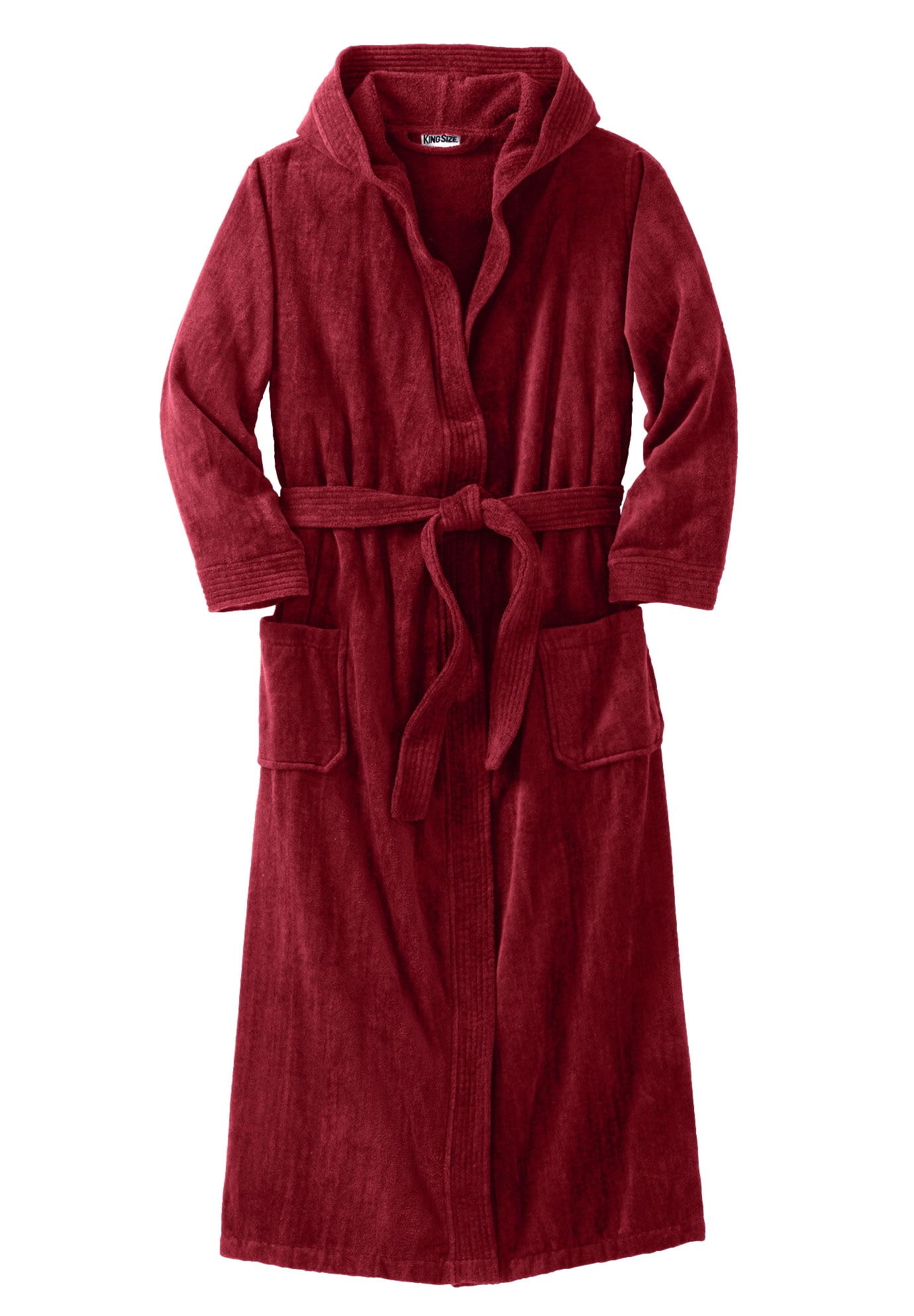 KingSize Men's Big & Tall Terry Velour Hooded Maxi Robe - Soft Plush Bathrobe for Tall Men, Oversized Lounge Robe with Pockets - Perfect for Spa, Bathroom, and Relaxing at Home