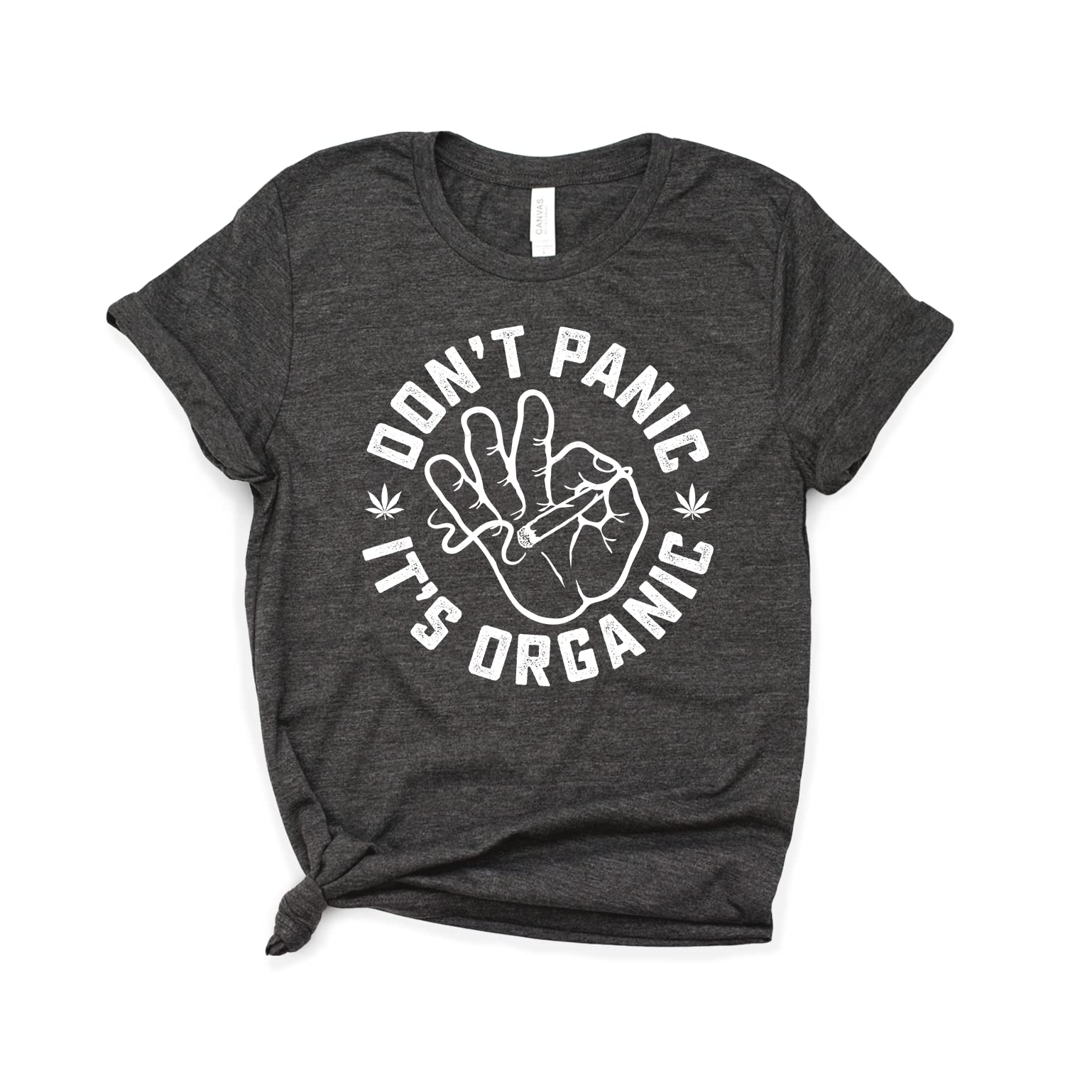 Organic Cannabis T-Shirt - Don’t Panic It’s Organic Weed Shirt - Soft Unisex 420 Apparel - Botanical Pot Plant Design for Casual Wear & Festivals