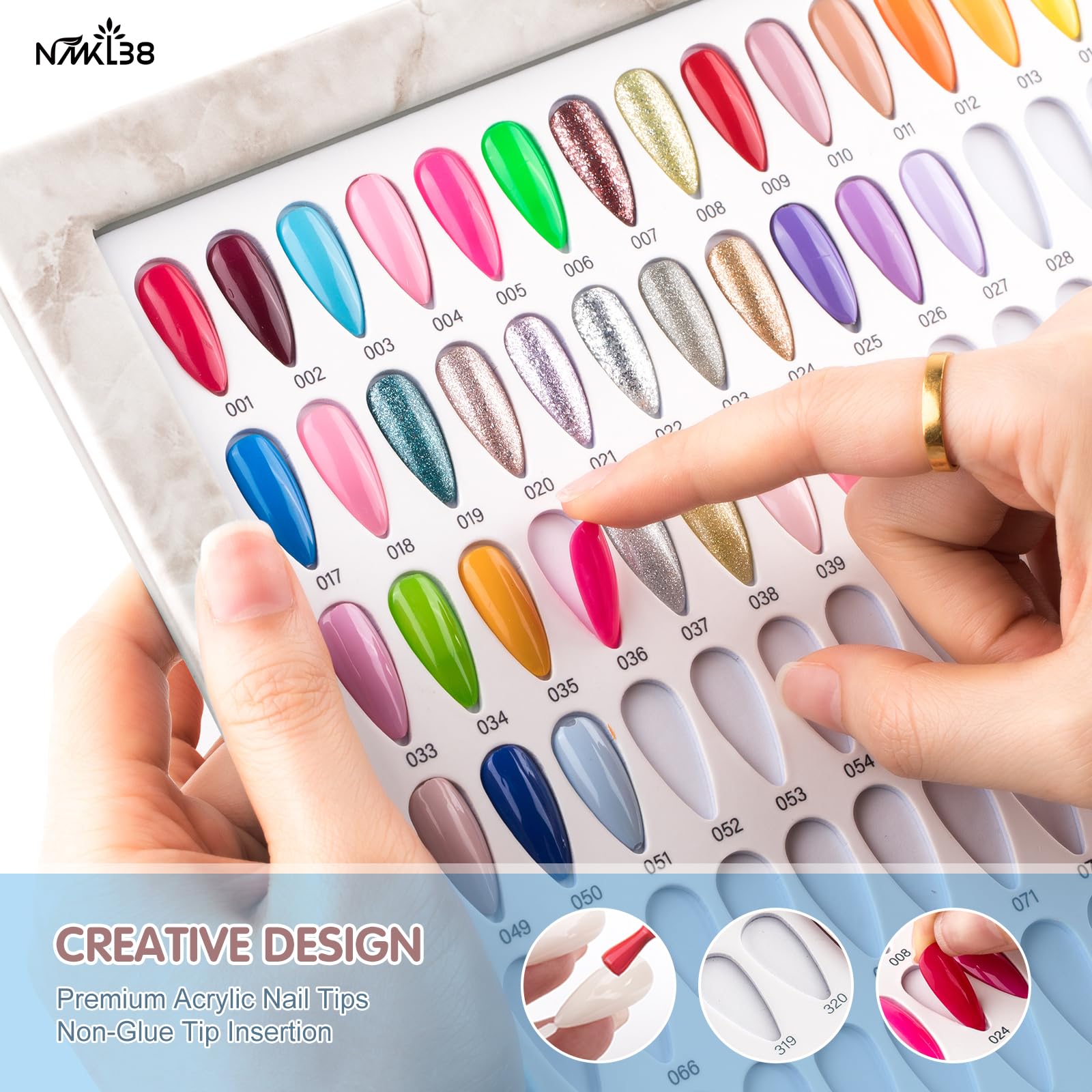 320 Gel Nail Polish Colors Swatch Book with 240 False Nail Tips - Professional Salon Nail Color Chart & Practice Cards for Nail Artists & DIY Manicures (Gray) | Perfect for Nail Salon Display, Home Manicure Practice & Nail Art Inspiration