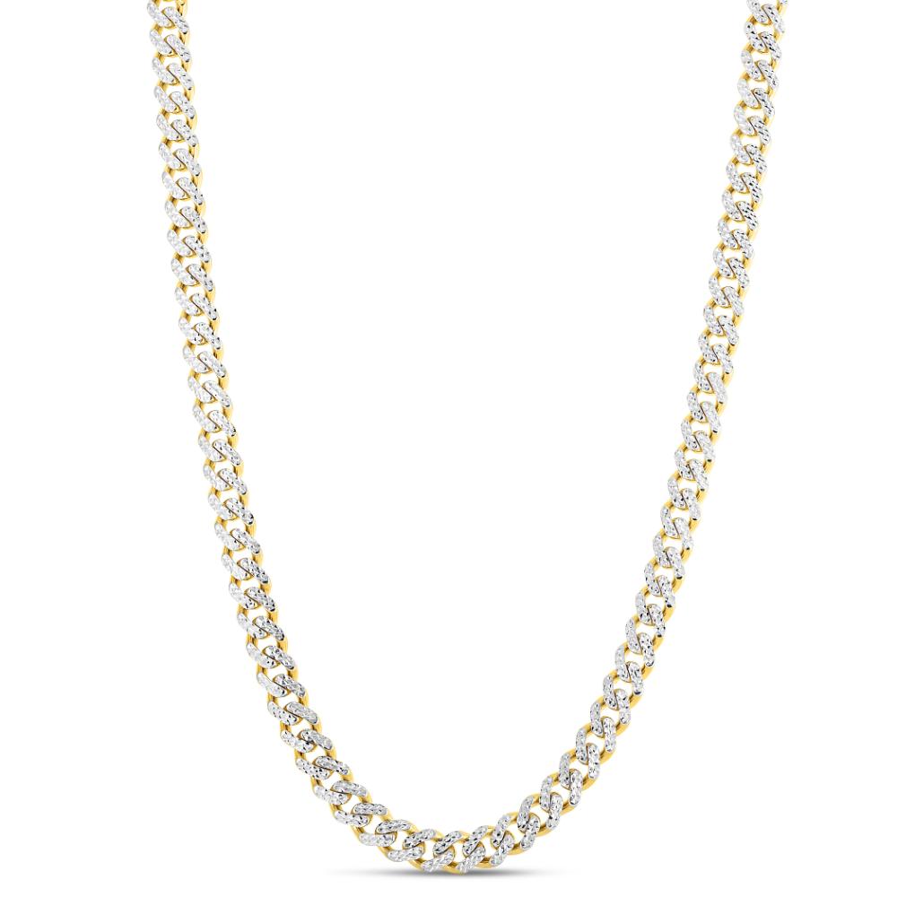 14K Gold 8mm White Pave Lite Miami Cuban Chain - Elegant Layered Necklace for Women, Perfect for Parties, Weddings & Everyday Wear