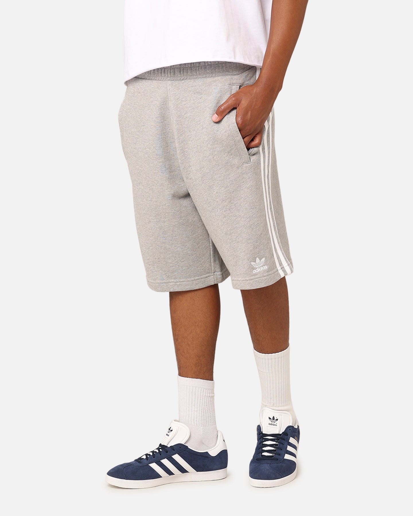Adidas Adicolor Classics 3-Stripe Sweat Shorts for Men - Mint Grey Athletic Running Shorts | Gym Workout, Jogging & Casual Wear