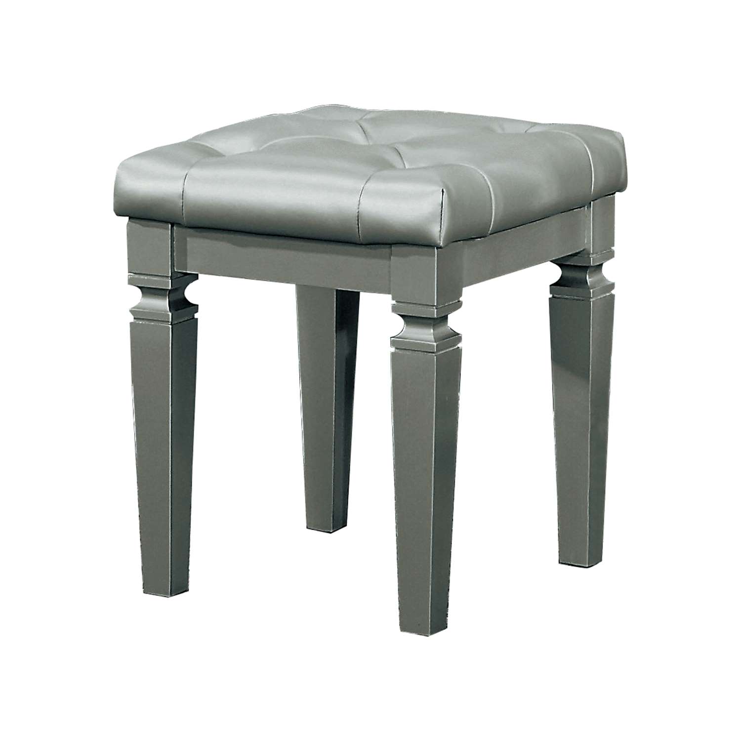 Allura Vanity Stool with Silver Finish - Elegant Makeup Seat for Dressing Table, Bedroom & Bathroom - Perfect for Vanity, Makeup Application & Home Decor
