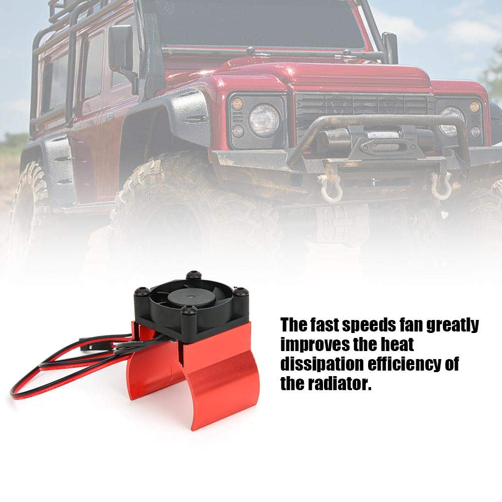 Dilwe 1/10 Scale RC Car Cooling Fan - High Performance Motor Radiator & Heat Sink Fan Compatible with TRX-4 (Red) | Perfect for Off-Road RC Vehicles, Crawlers & High-Speed Racing Models
