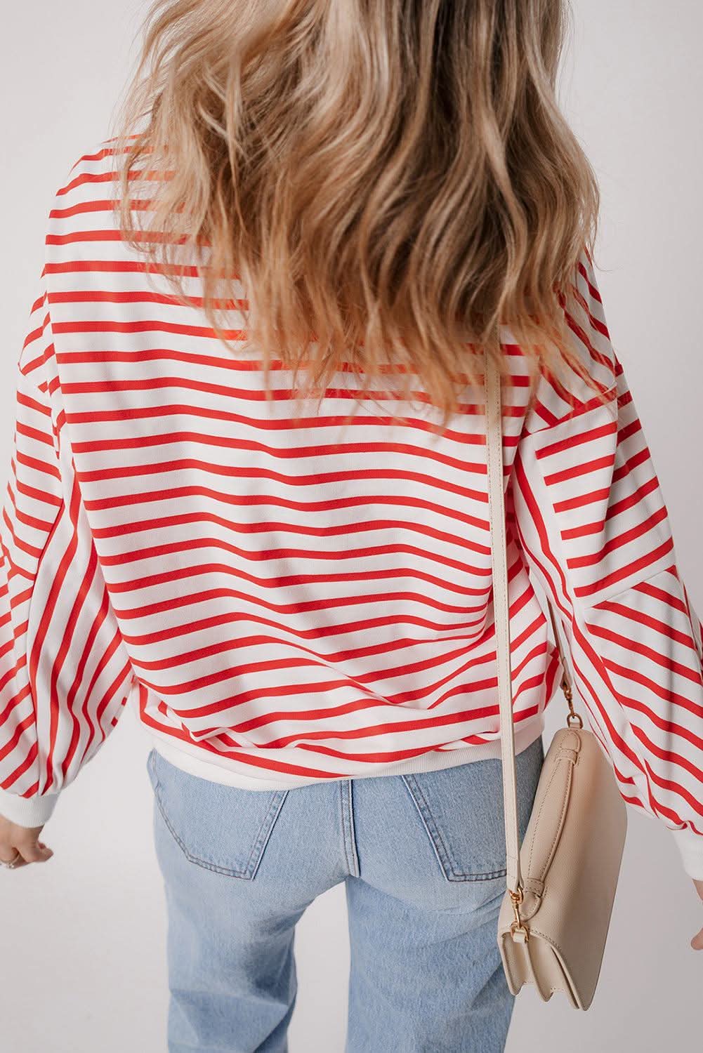 Stylish Orange Striped Oversized Sweatshirt for Women - Cozy & Trendy Pullover for Casual Wear, Loungewear & Street Style Fashion