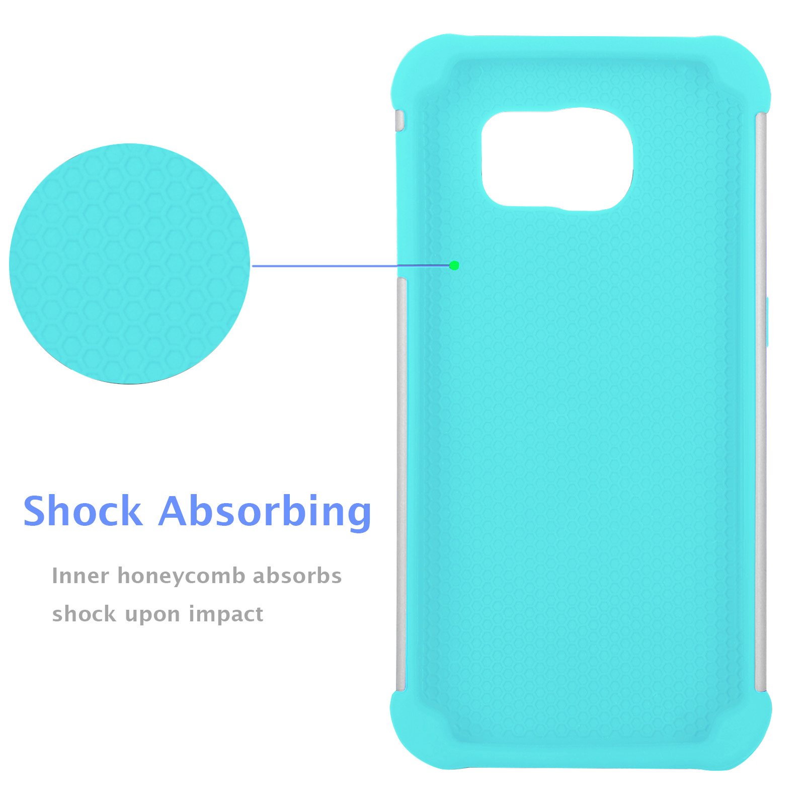Shockproof Samsung Galaxy S6 Edge Case - Jeylly Hybrid Rugged Hard Cover with Scratch Protection for Galaxy S6 Edge S VI Edge G925 (Grey/Turquoise) | Perfect for Outdoor Activities, Travel & Daily Protection