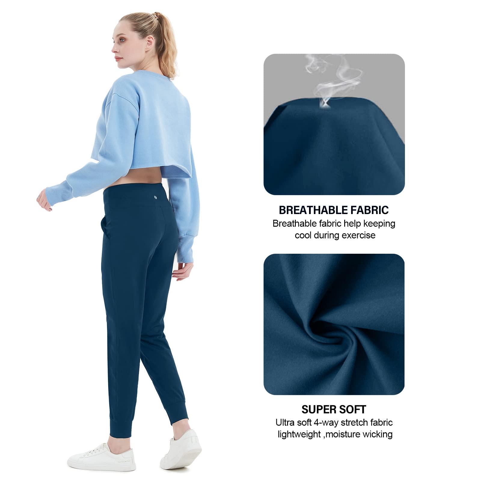 Women's Lightweight Joggers Pants - Athletic Running Sweatpants with Pockets, Tapered Casual Lounge Pants for Workout, Yoga, Gym & Everyday Wear