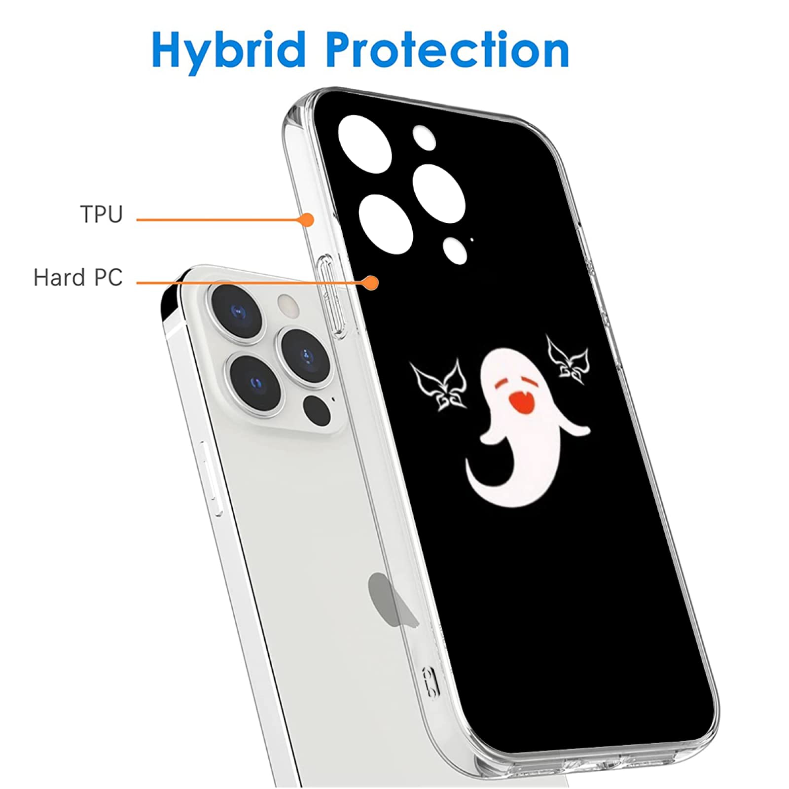 Shockproof Waterproof iPhone 13 Case with Halloween Ghost Design - Clear Protective Phone Cover for Impact Protection | Perfect for Halloween Parties, Cosplay & Everyday Use
