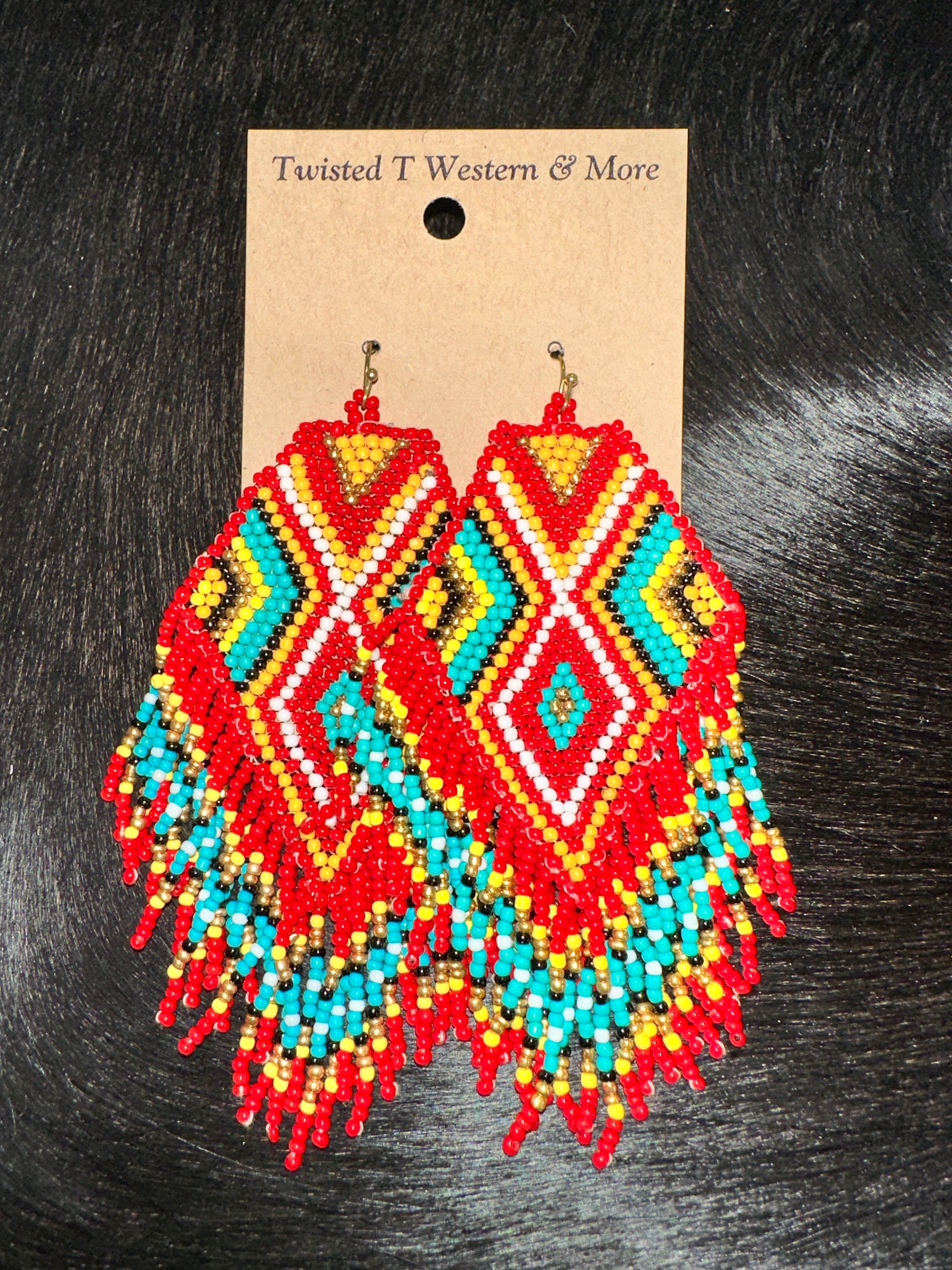Big River Canyon Red Seed Bead Earrings - Handmade Bohemian Dangle Earrings for Women | Perfect for Boho Chic, Festival, and Party Outfits