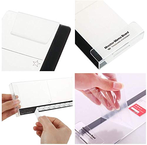 Transparent Sticky Note Holder for Computer Monitor - Multifunctional Memo Board with Clip for Home & Office Desk Organization - Perfect for Notes, Messages & Phone Holding (Left Side) - Ideal for Workspace Efficiency & Task Management