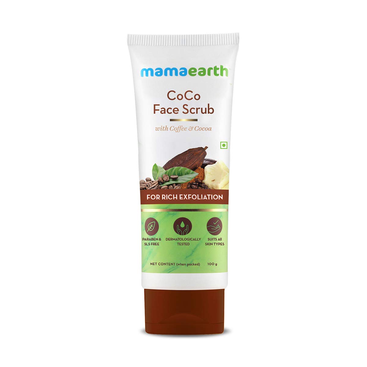 Mamaearth CoCo Face Scrub with Coffee & Cocoa for Deep Exfoliation - 100g | Natural Skincare for Glowing Skin | Perfect for Daily Face Cleansing & Blackhead Removal