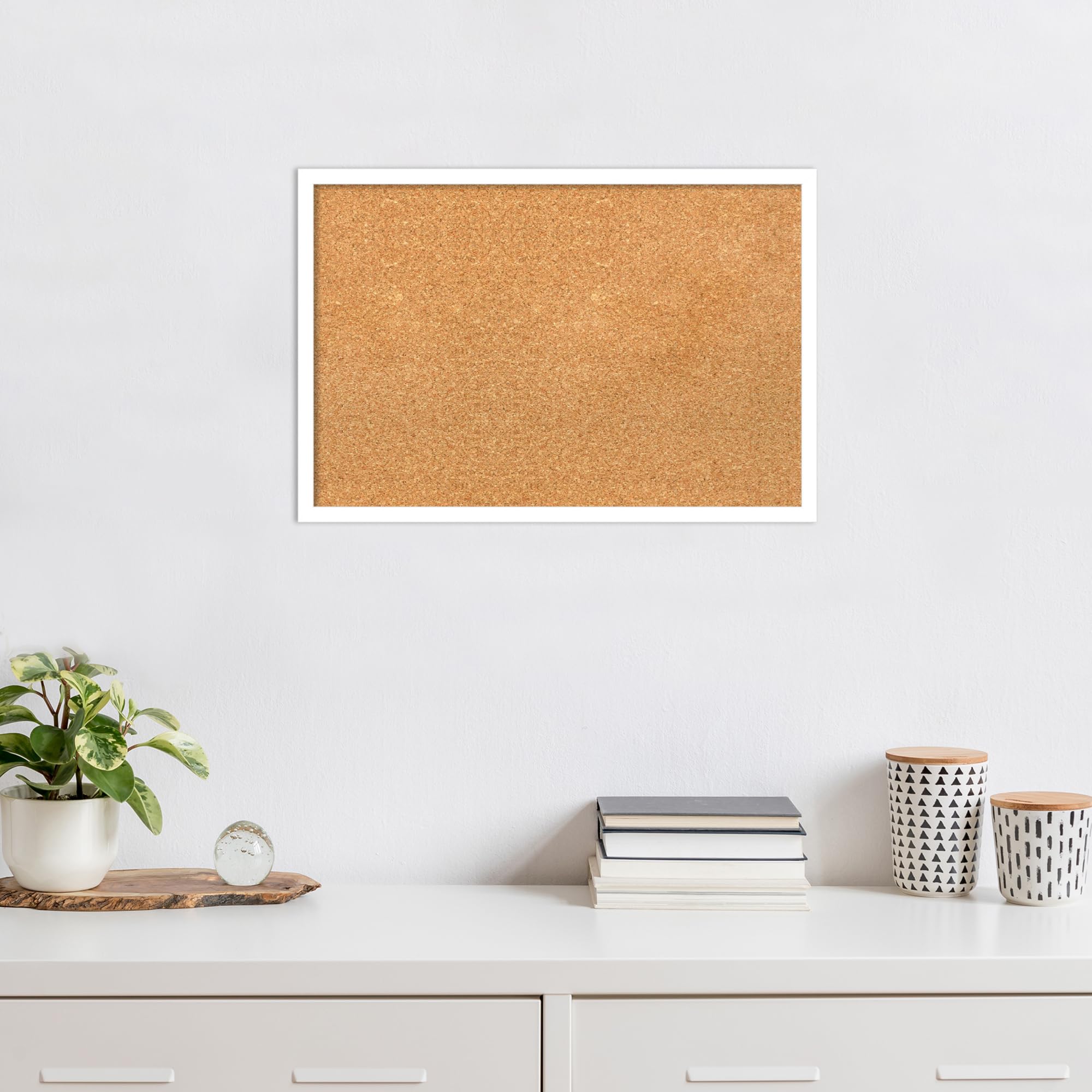 Amanti Art 17x25 Natural Cork Board with White Wood Frame - Vision Board, Office Decor & Home Organization Pinboard for Notes, Photos & Inspirational Display | Perfect for Home, Office & Dorm Rooms