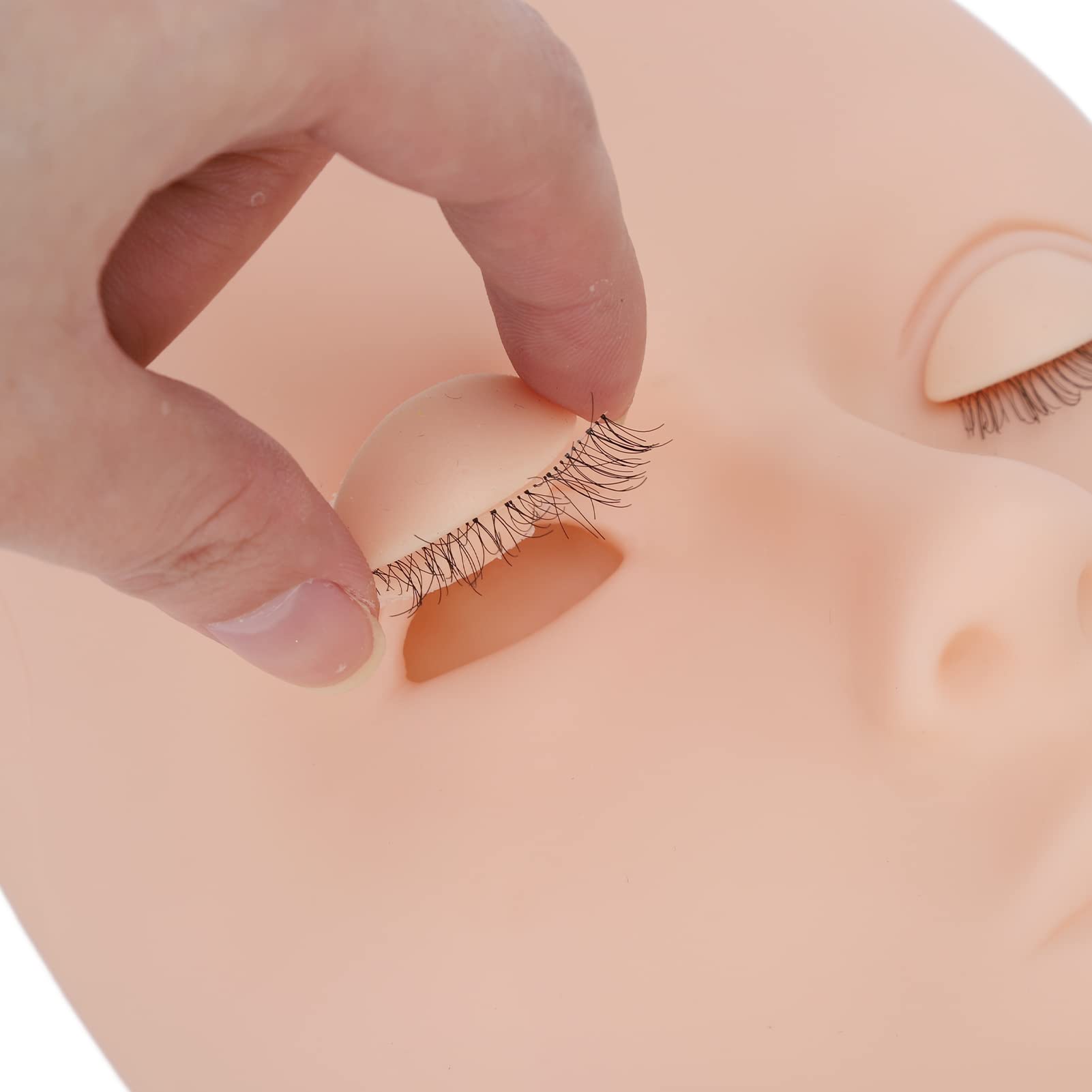 Professional Silicone Lash Mannequin Head with 3 Pairs Removable Eyelids - Double Eyelid Pink Makeup & Eyelash Extension Practice Head for Cosmetology Training - Perfect for Salon Students & Beauty Professionals
