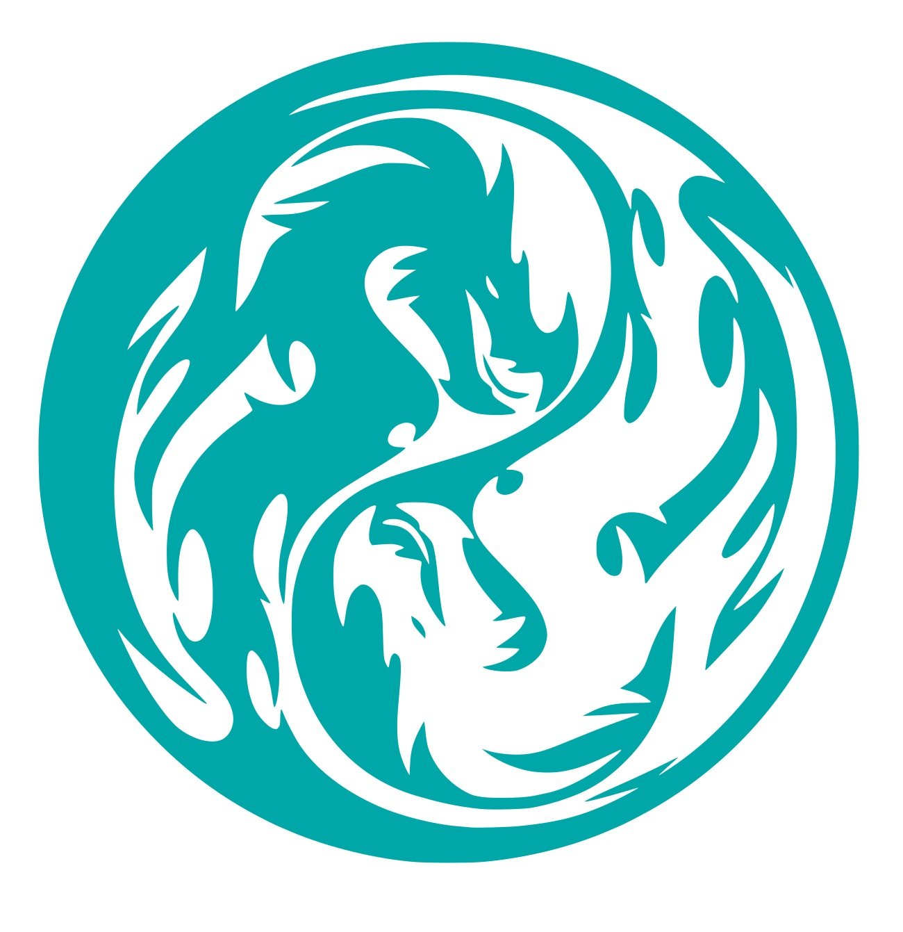 Teal Tribal Dragon Yin Yang Vinyl Decal Sticker - 5.5 Inch Car, Truck, SUV, Van, Wall & Window Graphic Art | UR Impressions URI408-T | Perfect for Vehicle Customization & Home Decor