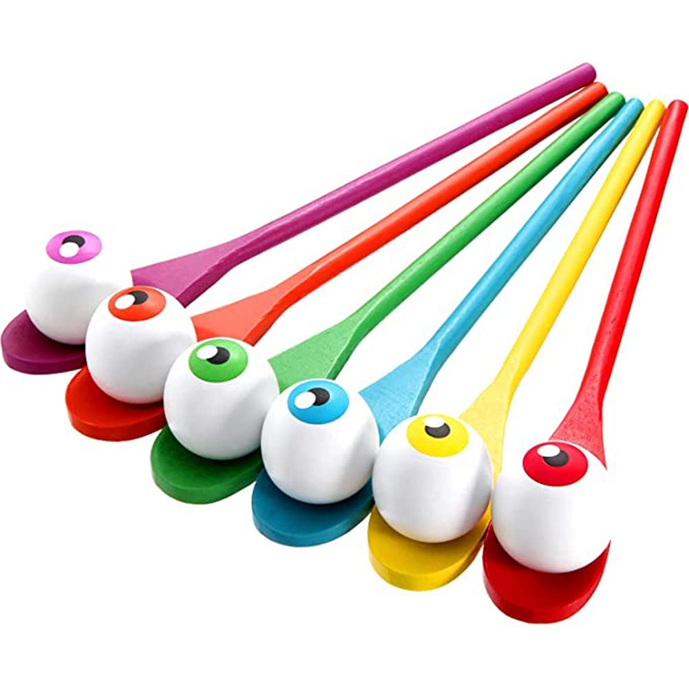 URMAGIC Halloween Wooden Balance Game & Easter Egg Hunt Set - Fun Relay Race for Kids, Outdoor Lawn Games with 6 Plastic Eyeballs - Perfect for Birthday Parties, Classroom Activities & Family Gatherings