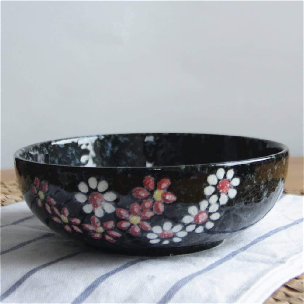 Japanese Style Ceramic Ramen Bowl - Hand Painted Pasta & Fruit Salad Bowl Set - Perfect for Asian Noodles, Soups, Salads & Home Decor