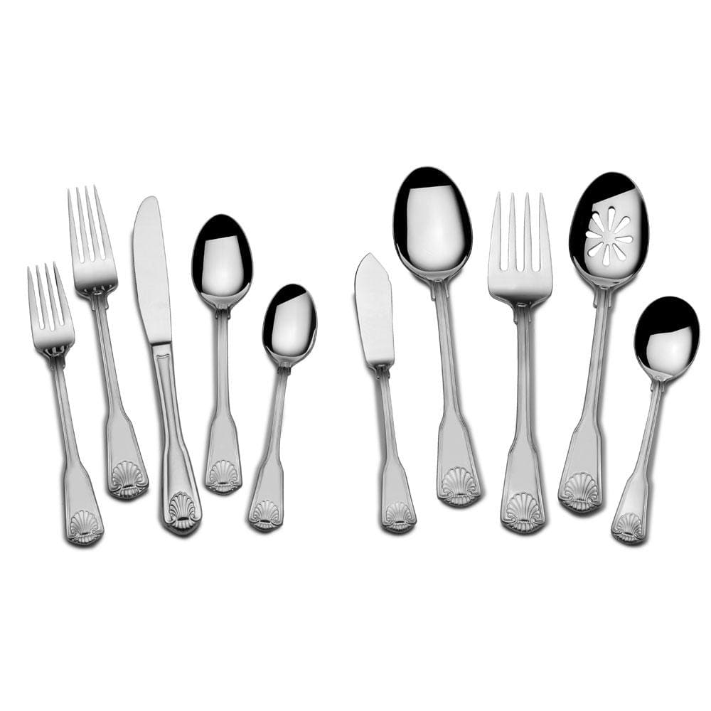 London Shell 45-Piece Stainless Steel Flatware Set - Service for 8 People - Elegant Dining Utensils for Dinner Parties, Weddings & Everyday Use