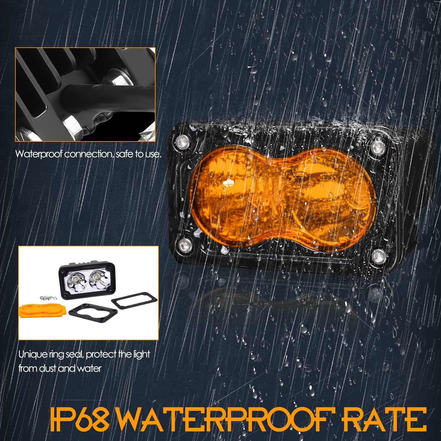 Nirider 2PCS 40W Amber LED Pods - 3 Inch Small Spot Flood Combo Driving Lights, Offroad LED Light Bar for Truck, ATV, UTV, Car & Motorcycle - Perfect for Fog, Ditch & Work Lighting in Low Visibility Conditions