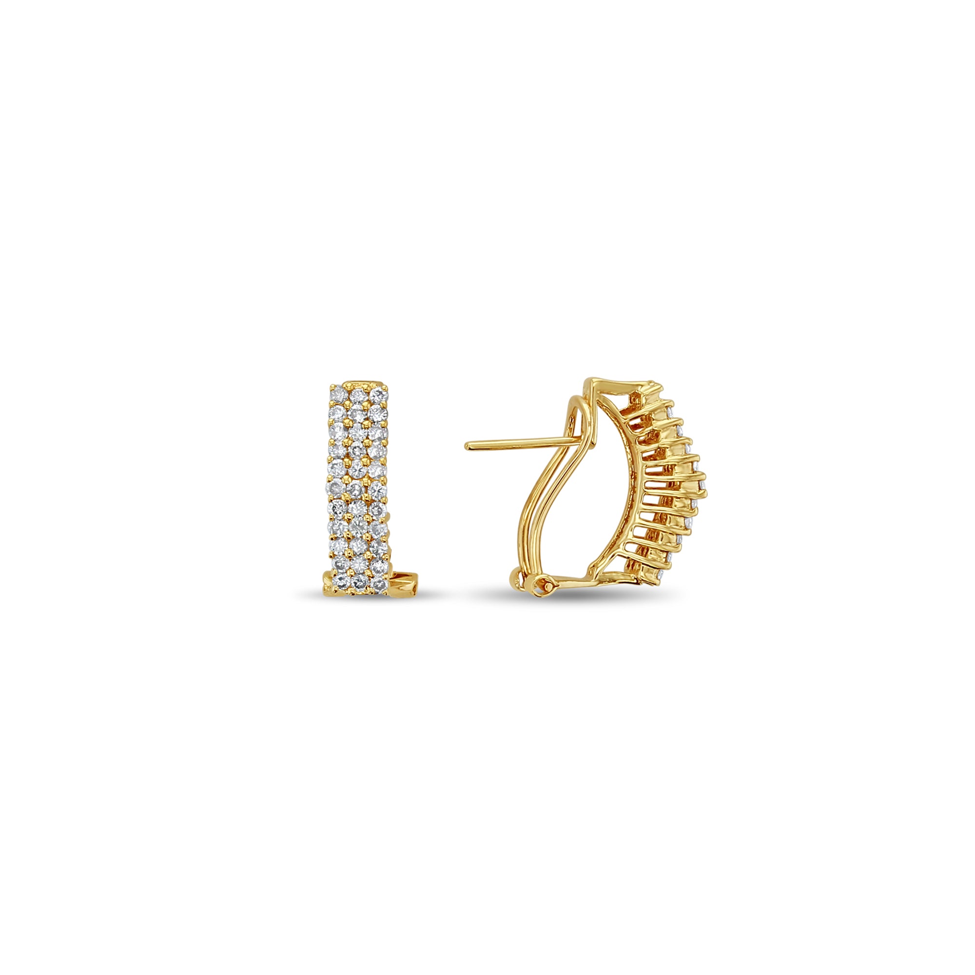 1 Carat Three Row Diamond Hinged Back Earrings for Women - Elegant Wedding, Party & Evening Wear Jewelry