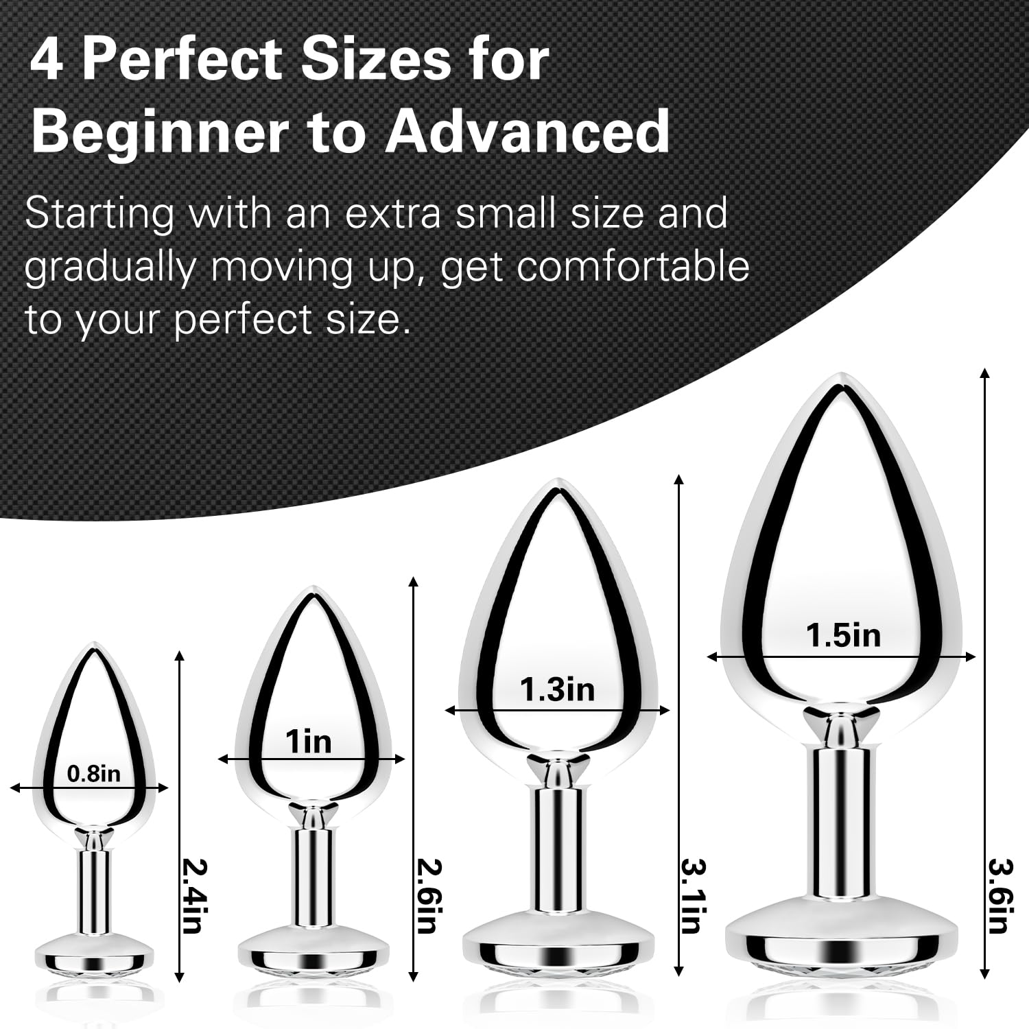 **4-Piece Beginner Anal Plug Training Kit - Jeweled Butt Plugs for Women & Men - G-Spot Stimulation - Unisex Adult Sex Toy for Couples (White) - Perfect for Solo Play & Couples Exploration**