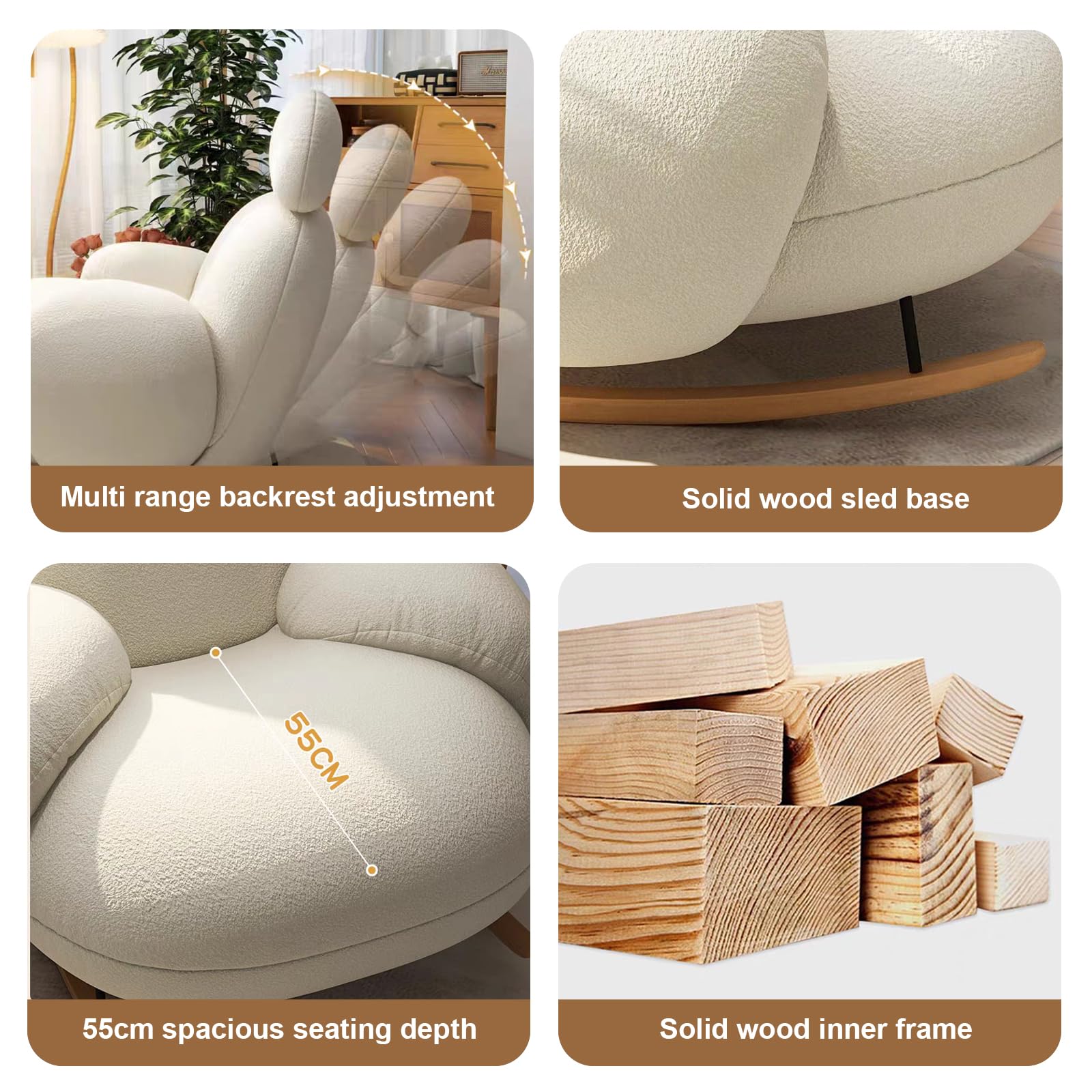 Comfy Upholstered Glider Rocker Chair with High Backrest - Perfect for Nursery, Living Room & Bedroom | Relaxing Nursery Glider for Breastfeeding, Reading & Lounging
