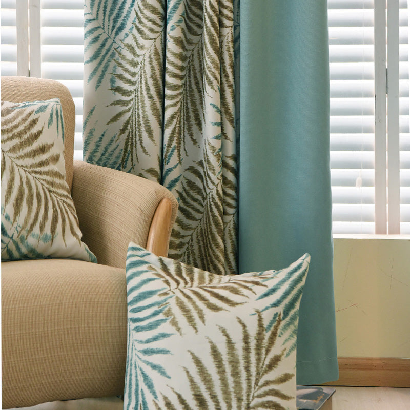Valerie Color Blocking Rustic Botanical Blackout Custom Curtains - Thermal Insulated Window Drapes for Living Room, Bedroom & Nursery