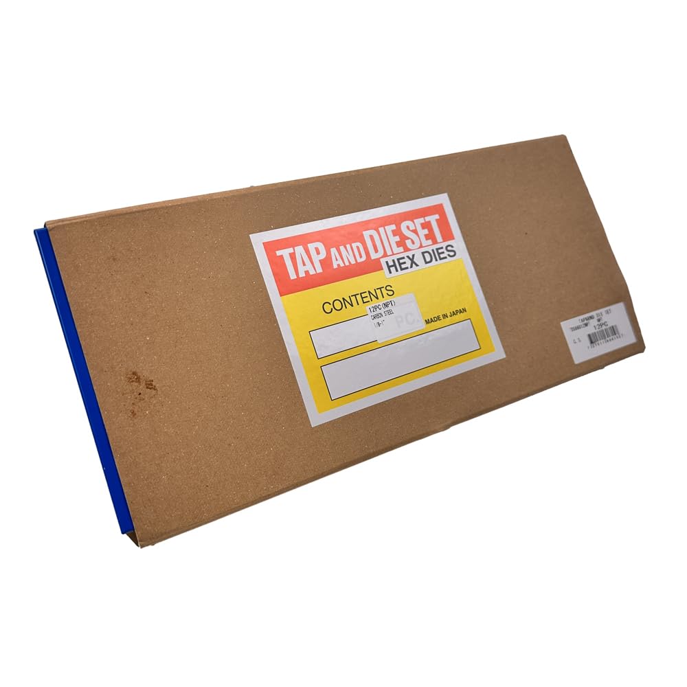 Alfa Tools TDS66012NPT 12-Piece Carbon Steel NPT Tap and Die Set for Pipe Threading - Perfect for Plumbing, HVAC, and Industrial Pipe Repair Projects