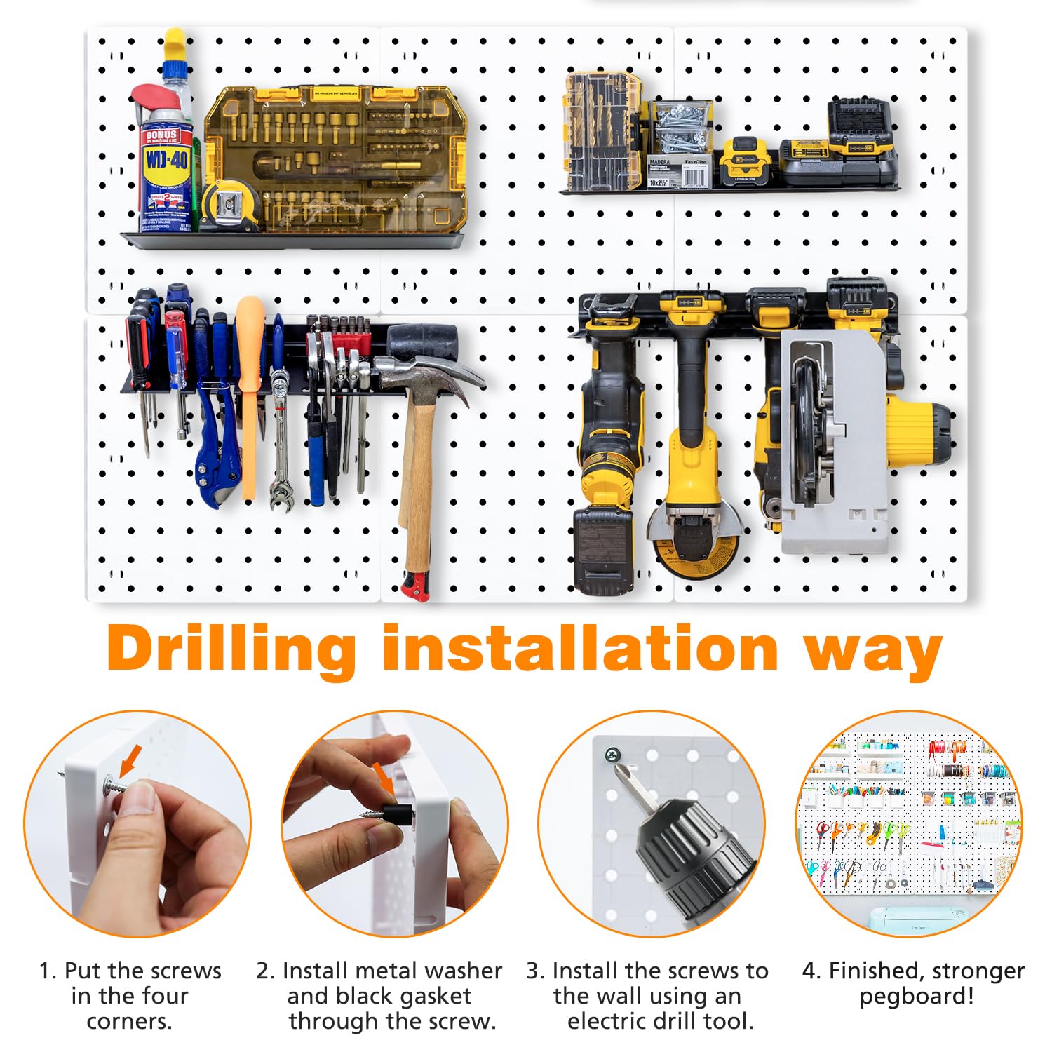 SKYFOOST Pegboard Wall Organizer System - Heavy Duty Garage Storage Solution for Tools & Accessories | Perfect for Workshop, Garage & Home Organization