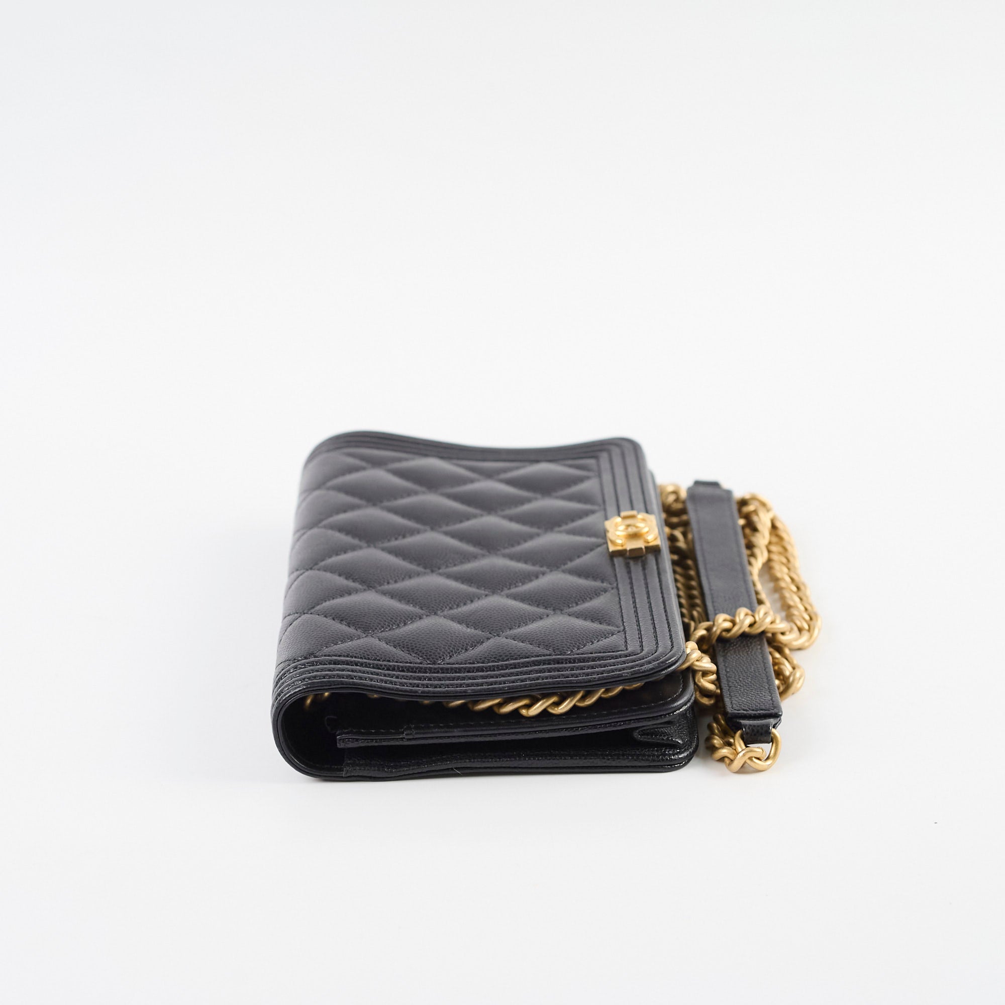 Chanel Caviar Leather Boy Wallet on Chain WOC Black Crossbody Bag for Women | Luxury Designer Handbag for Evening Out & Special Occasions
