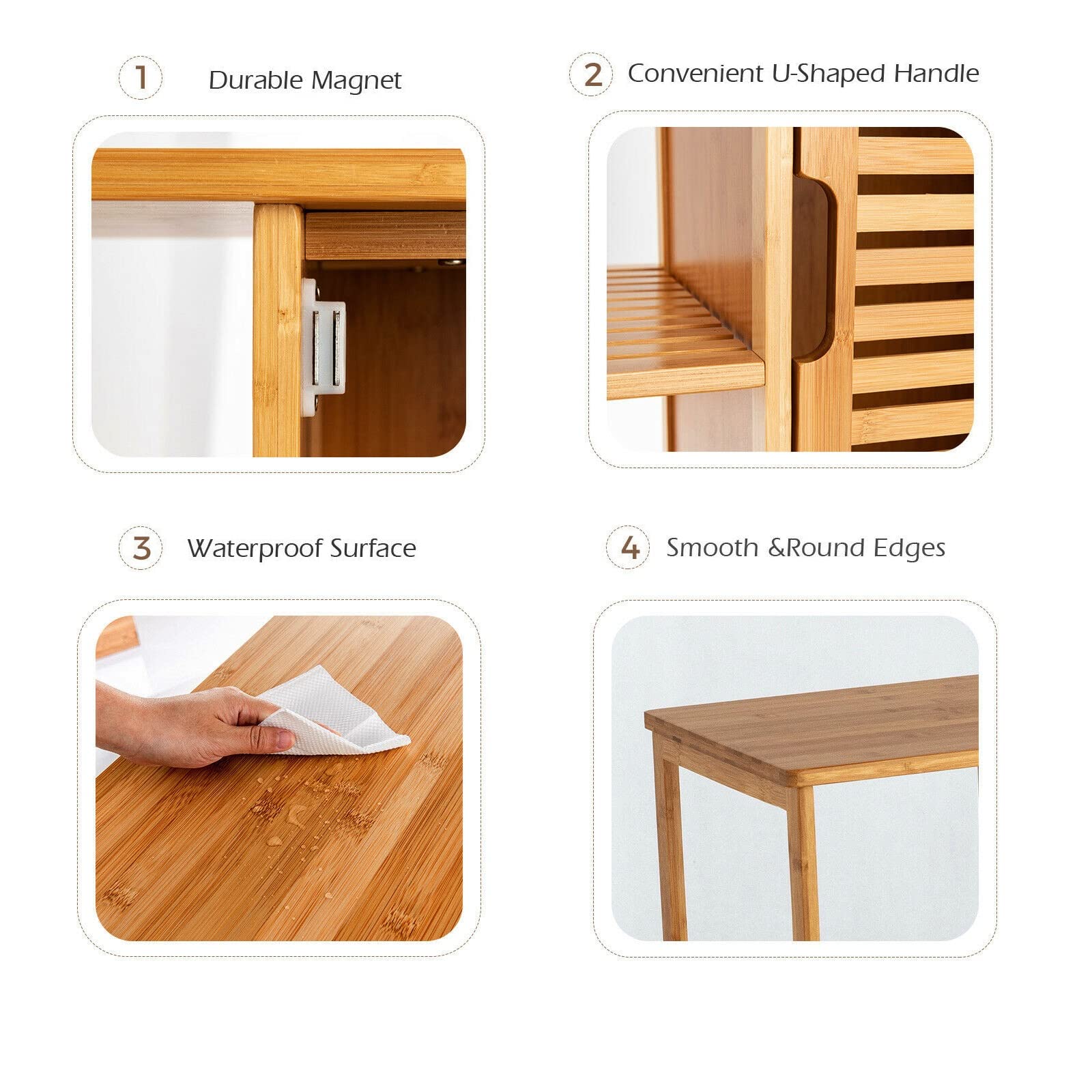 Freestanding Bathroom Storage Cabinet with 3 Open Shelves - Shower Caddy Organizer for Towels, Toiletries & Vanity Items - Spacious U-Shaped Handle Tabletop Organizer - Perfect for Small Bathrooms, Apartments & Dorm Rooms