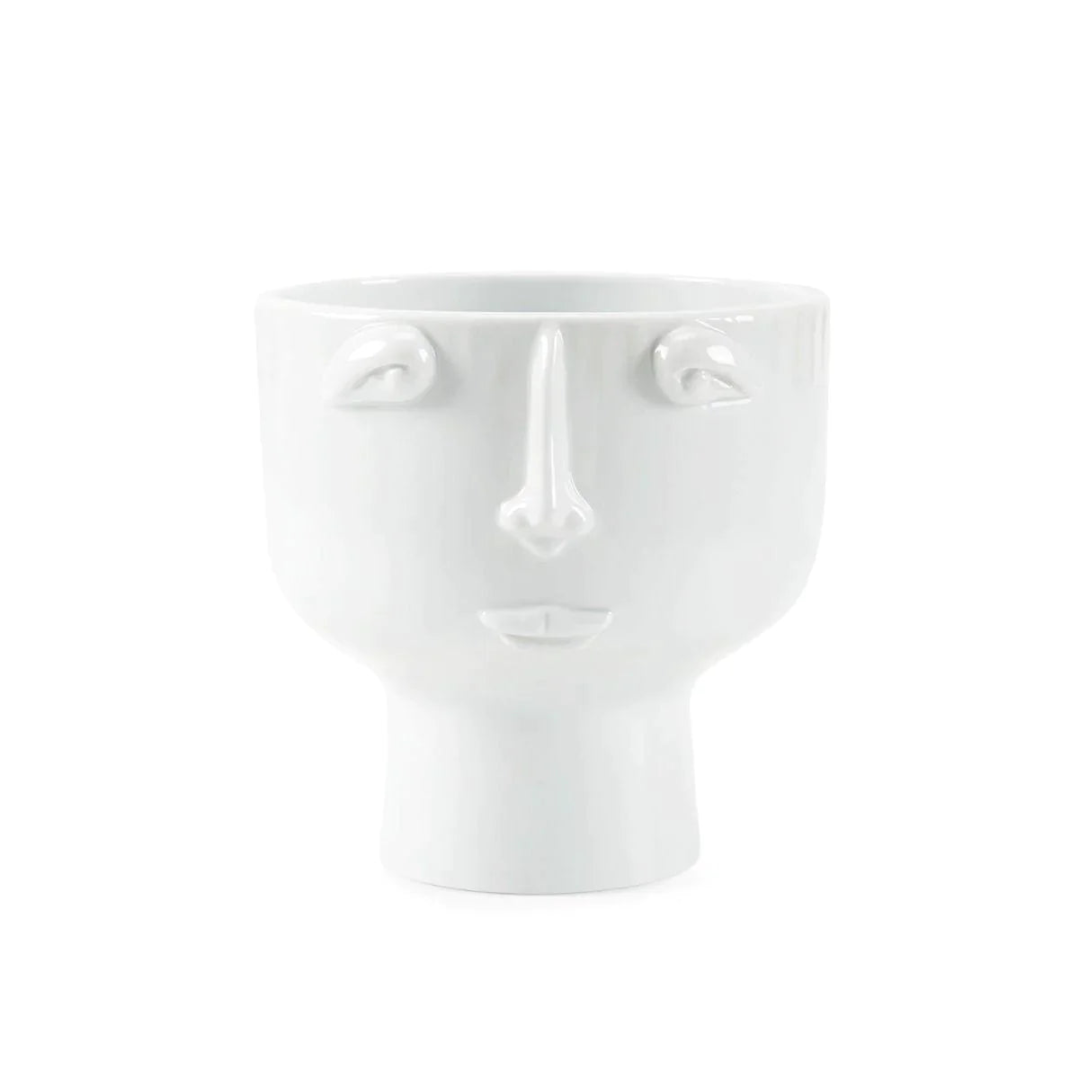 Surrealist Face White Ceramic Vase - Modern Home Decor for Living Room, Bedroom & Office
