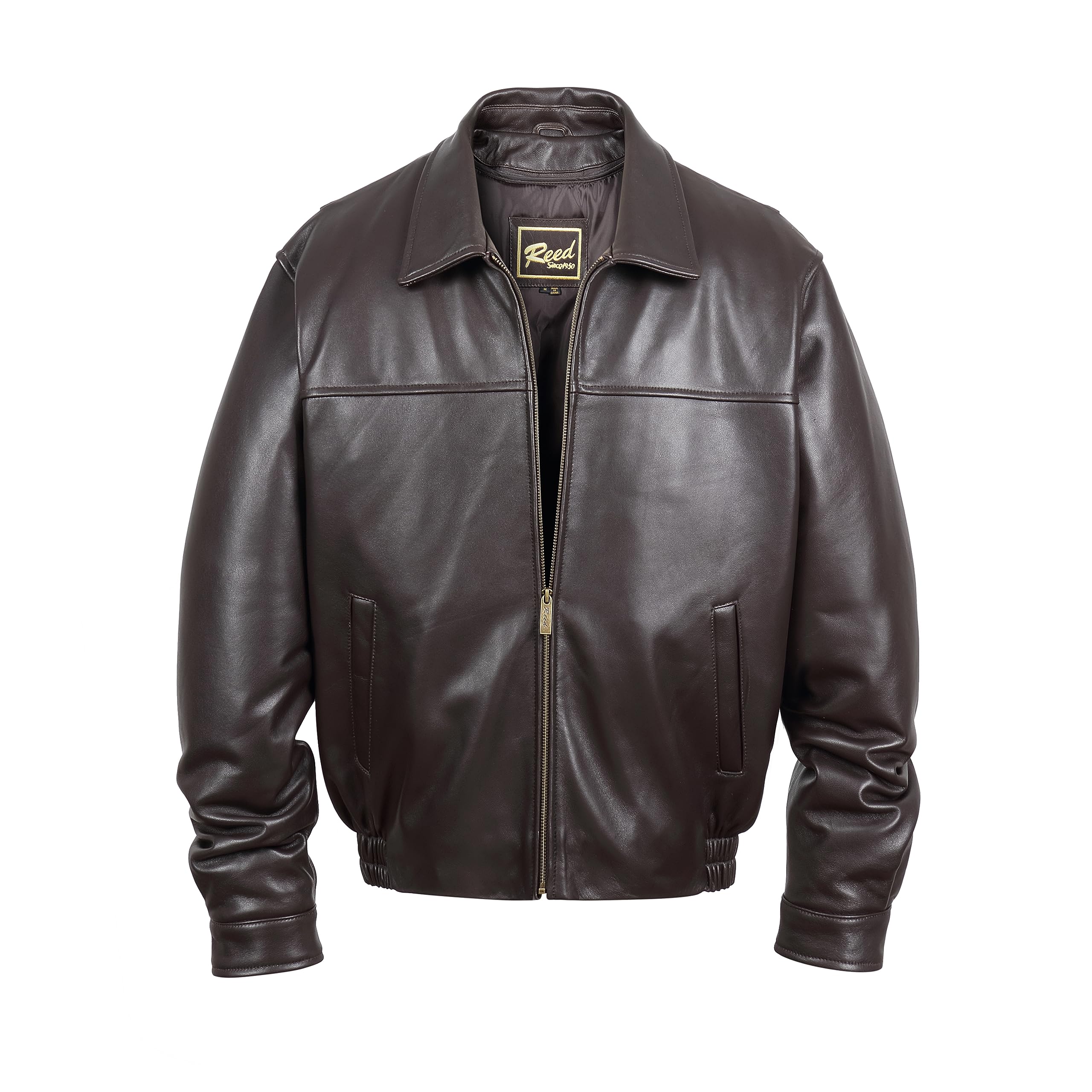 REED Men's New Zealand Lambskin Leather Jacket - Genuine Sheepskin Biker Coat for Motorcycle Riding & Casual Winter Wear