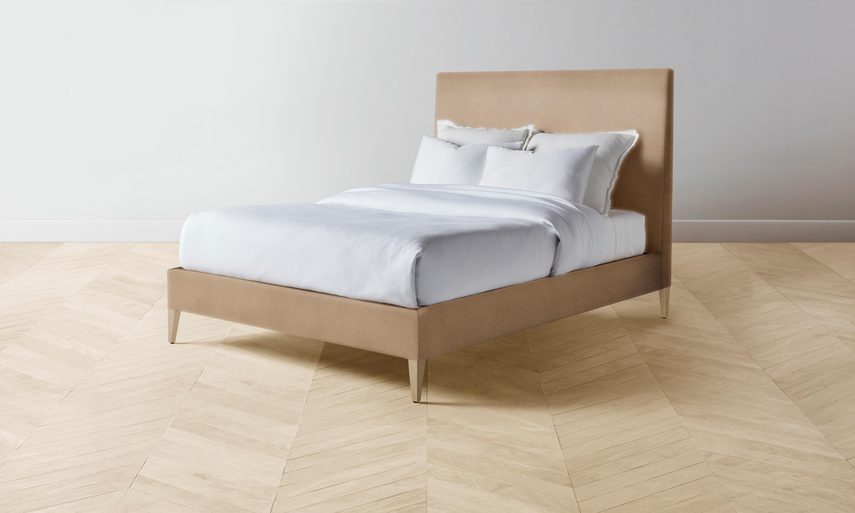 Premium Mohair Almond Essex Bed - Luxurious Upholstered Bed Frame for Modern Bedrooms | Perfect for Master Suites, Guest Rooms & Cozy Retreats
