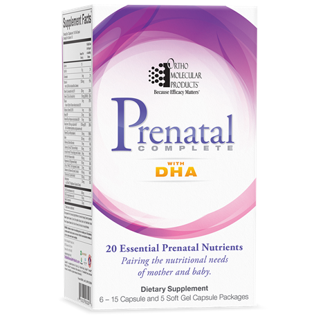 OrthoMolecular Products Prenatal Complete with DHA - Premium Prenatal Vitamins for Women, Essential Nutrients & Omega-3 for Pregnancy Support - Ideal for Expecting Moms & Healthy Baby Development