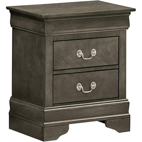 Glory Furniture Hammond 2-Drawer Nightstand, Gray - Modern Bedside Table for Bedroom, Living Room & Guest Room Storage