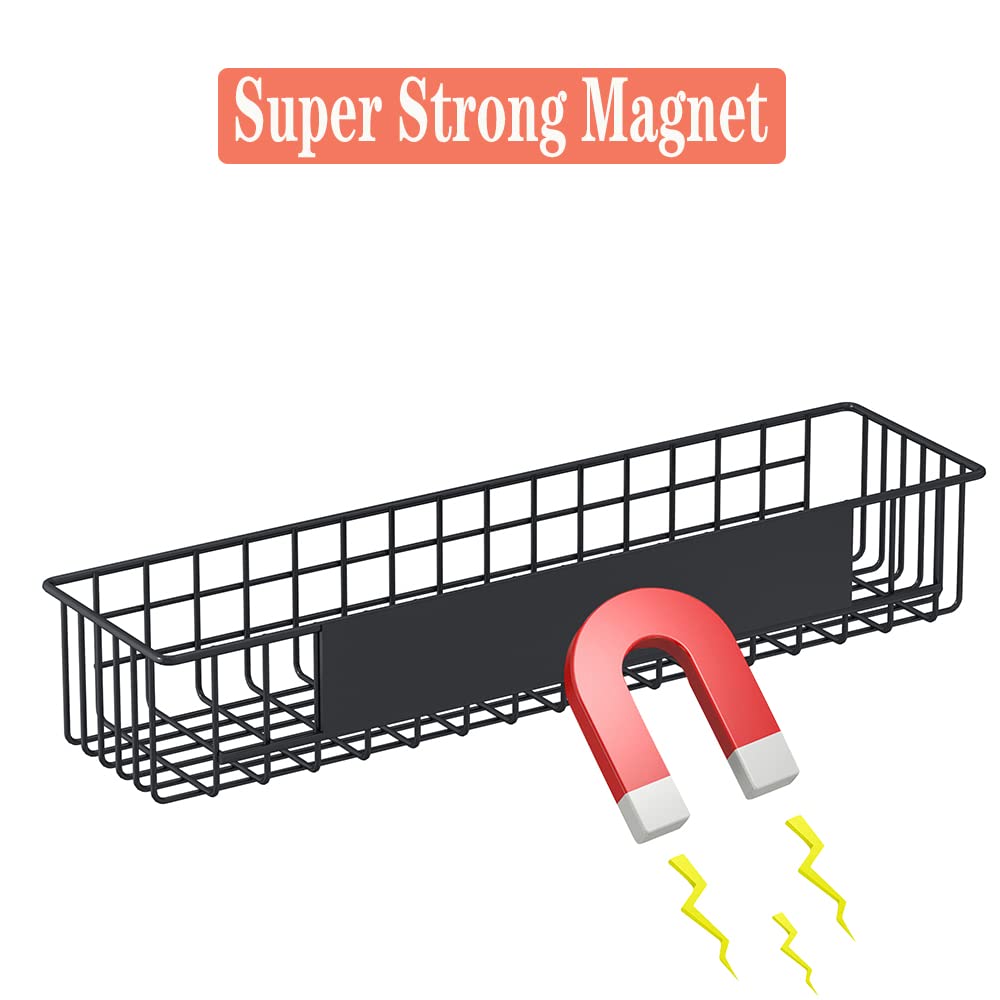 2-Pack Magnetic Storage Baskets for Refrigerator - Strong Magnetic Spice Rack & Fridge Organizer - Perfect for Kitchen, Pantry & Bathroom Organization (Holds Spices, Snacks, Beauty Products)
