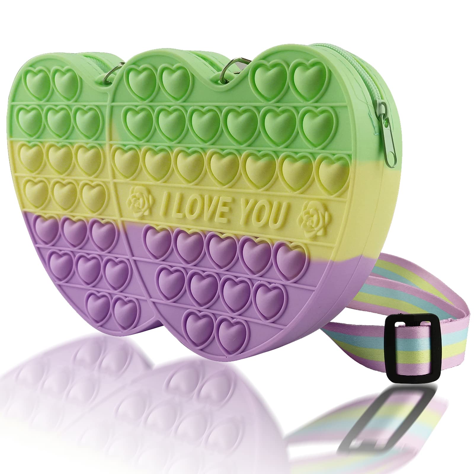 Heart Shaped Fidget Crossbody Bag - Stress Relief Toy for Kids, School & Birthday Gifts