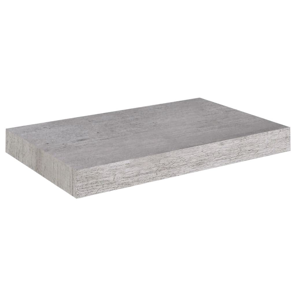 Floating Wall Shelves 2 Pack - Concrete Gray MDF Display & Storage Shelf (15.7