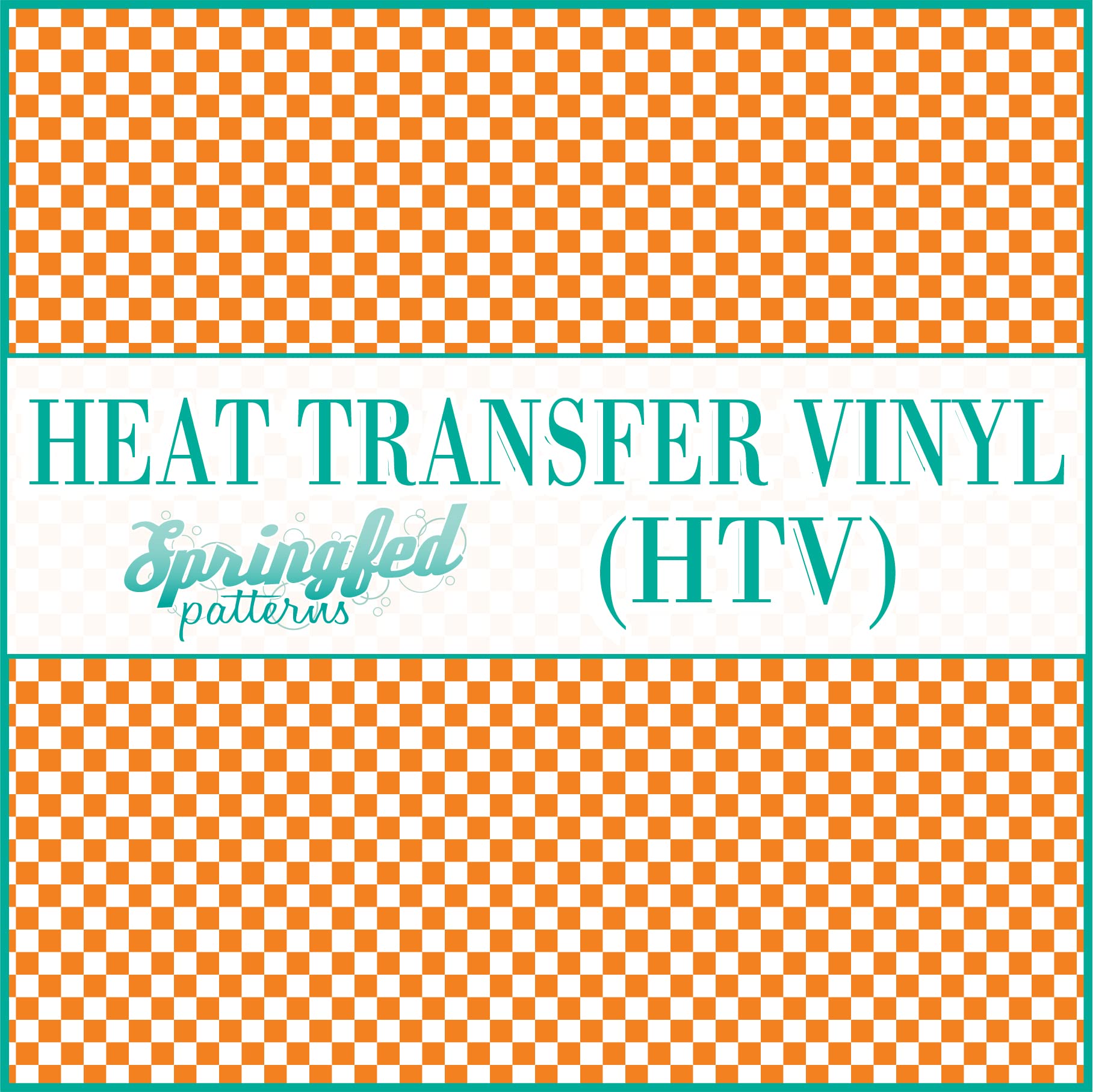 Small Orange & White Checkered Pattern HTV Heat Transfer Vinyl Sheet 12x14 Inch - Perfect for DIY T-Shirts, Tote Bags & Custom Apparel Projects
