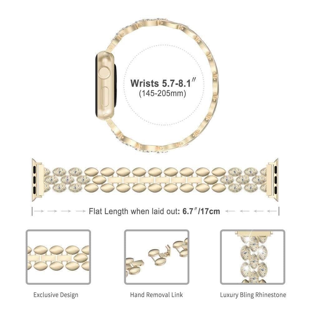 Luxury Bling Rhinestone Watch Band for Apple Watch Series 6/5/4/3/2/SE 44mm 42mm 40mm 38mm - Women's Fashion Accessory for Parties, Weddings & Special Occasions