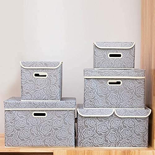 Foldable Fabric Storage Baskets with Lids - Laundry & Toy Organizer for Home