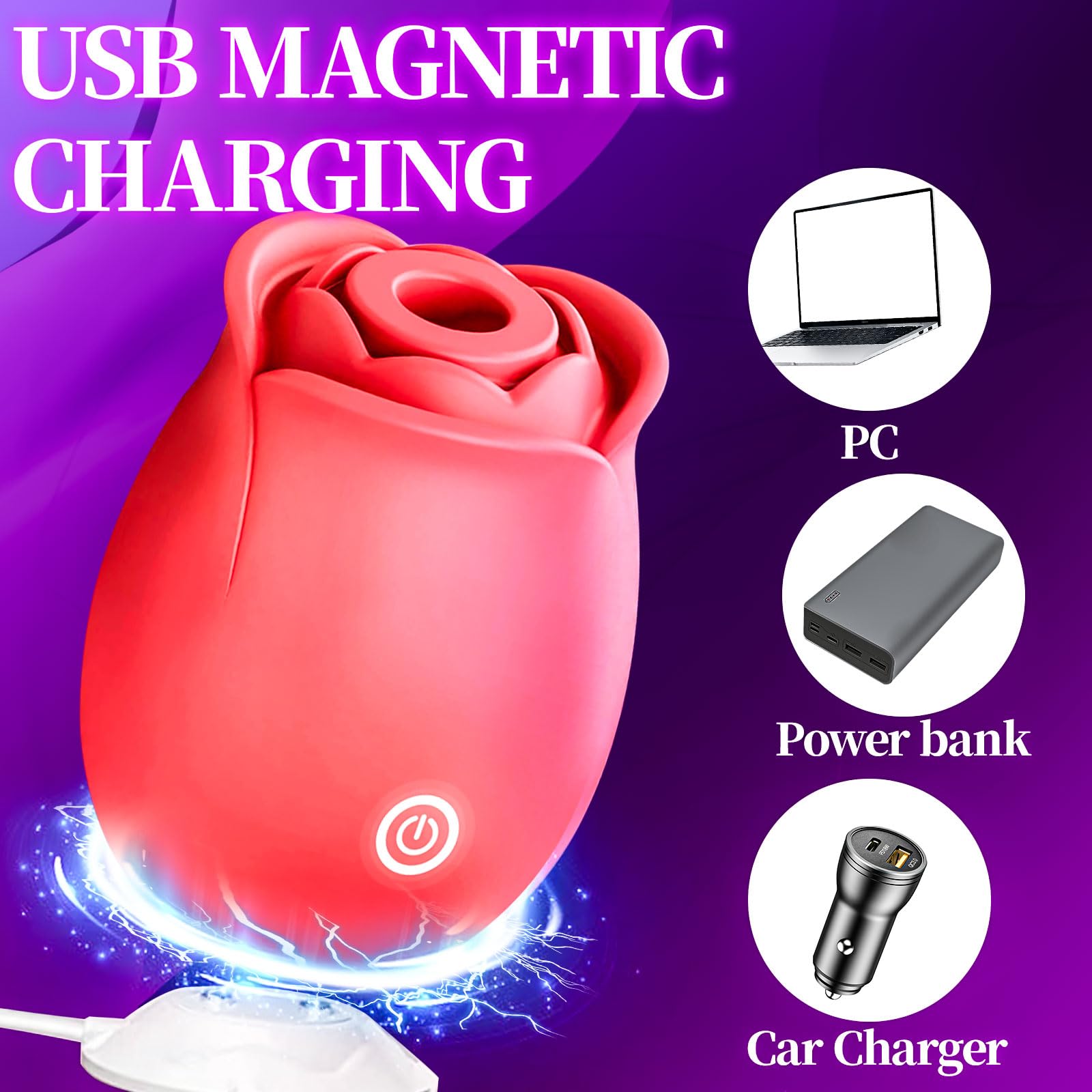 2024 New Rose Toy - 10 Speed Powerful Rose Vibrator for Women, Clitoral Stimulator with Licking & Suction Functions - Perfect for Solo Play, Couples Intimacy & Relaxation