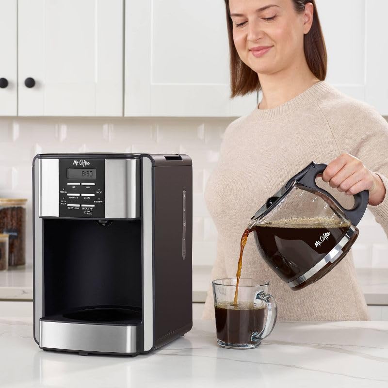 Mr. Coffee 12-Cup Programmable Coffee Maker - Black Stainless Steel Drip Coffee Machine with Auto Shutoff & Dishwasher Safe Parts - Perfect for Home, Office & Breakfast Brewing
