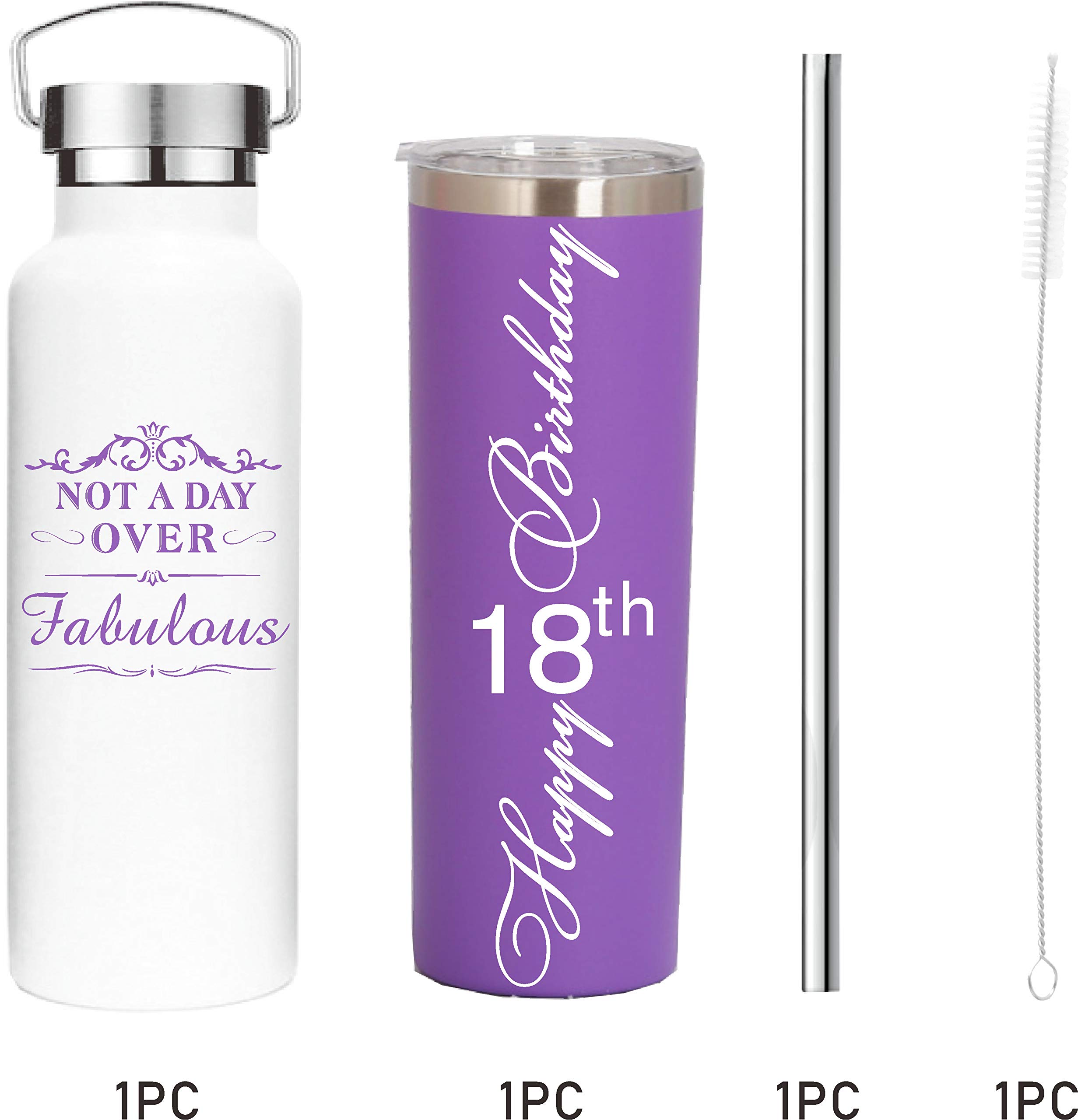 18th Birthday Gifts for Girls - Personalized 18 Year Old Tumbler Cup with Lid & Straw | Unique Birthday Presents for Women Turning 18 | Perfect for College, Dorm, Work & Everyday Use